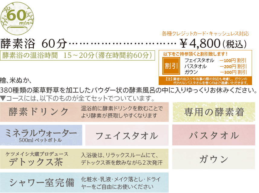 酵素風呂60分 料金